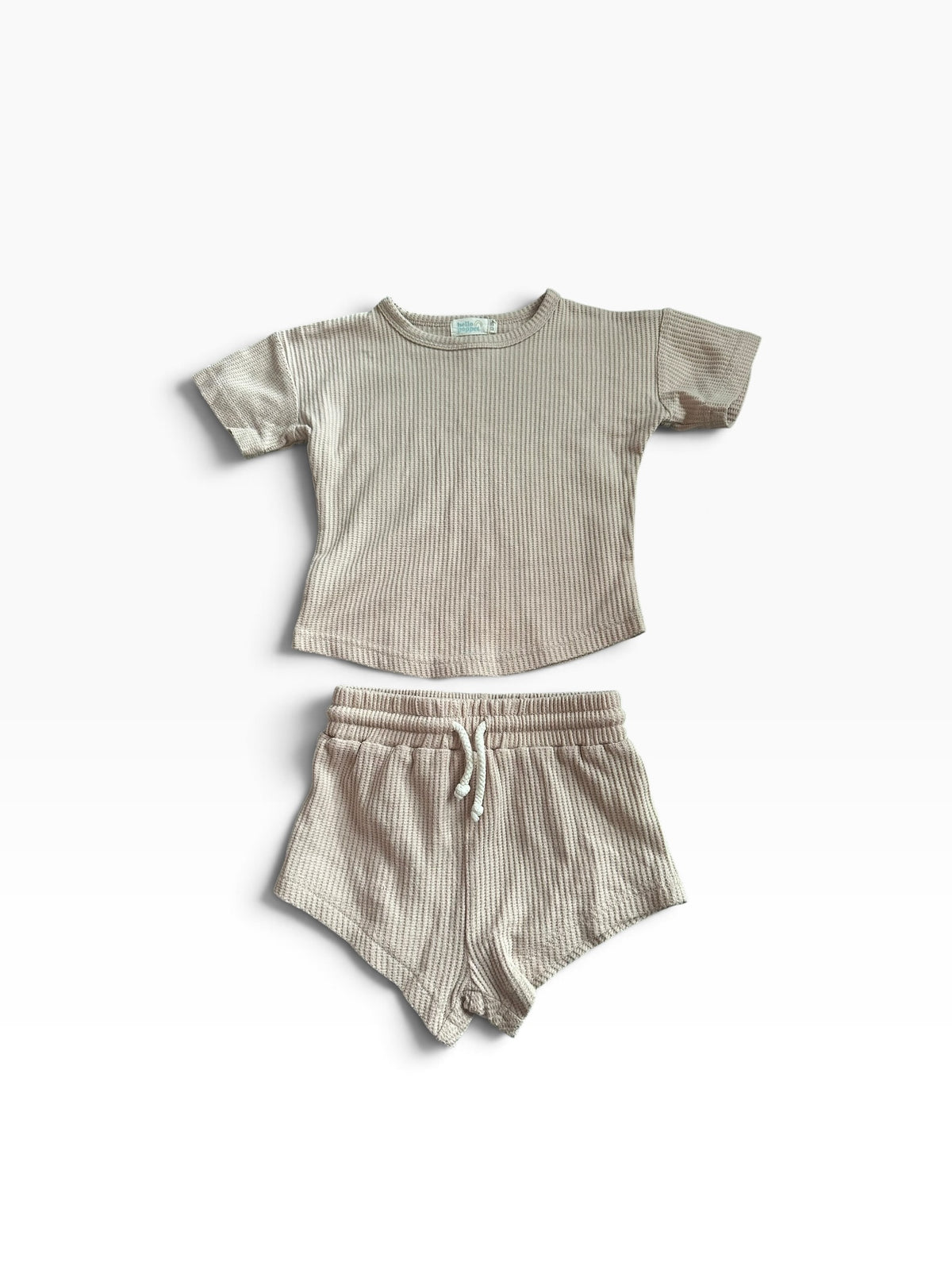 Hello Poppet Beige Ribbed Set - Size 12-18 Months
