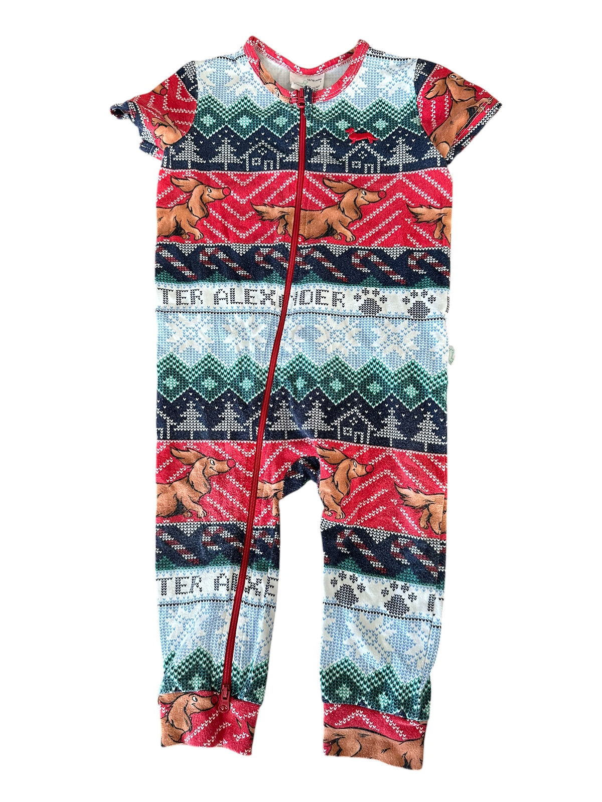 Peter Alexander Christmas Dog Zip Suit - Size 1