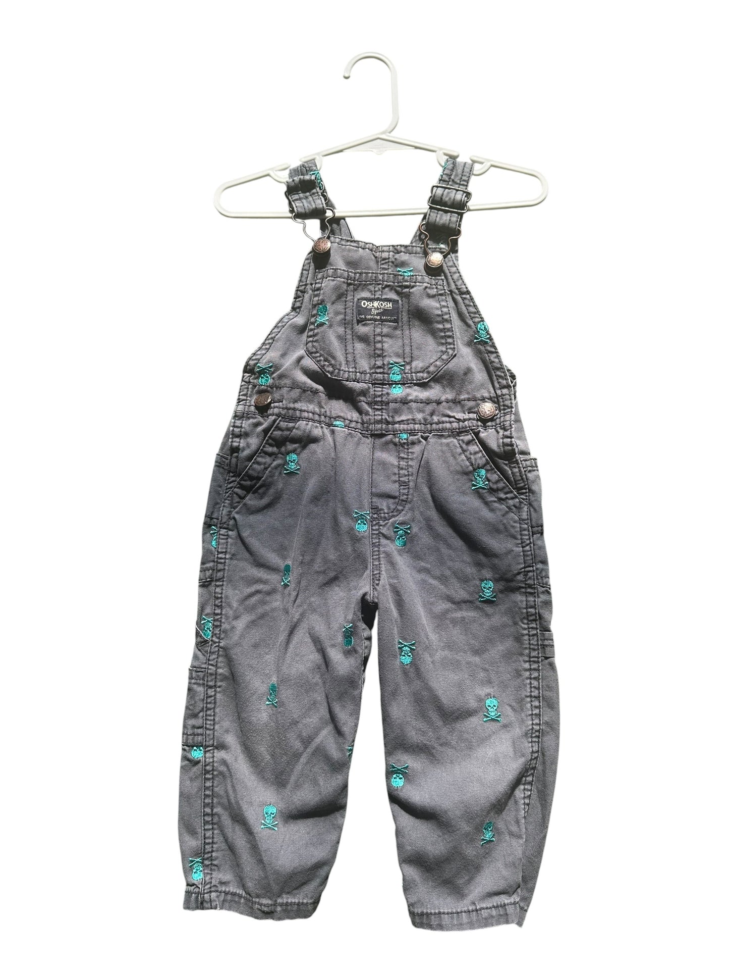 Oshkosh Pirate Skull Overalls - Size 12 Months