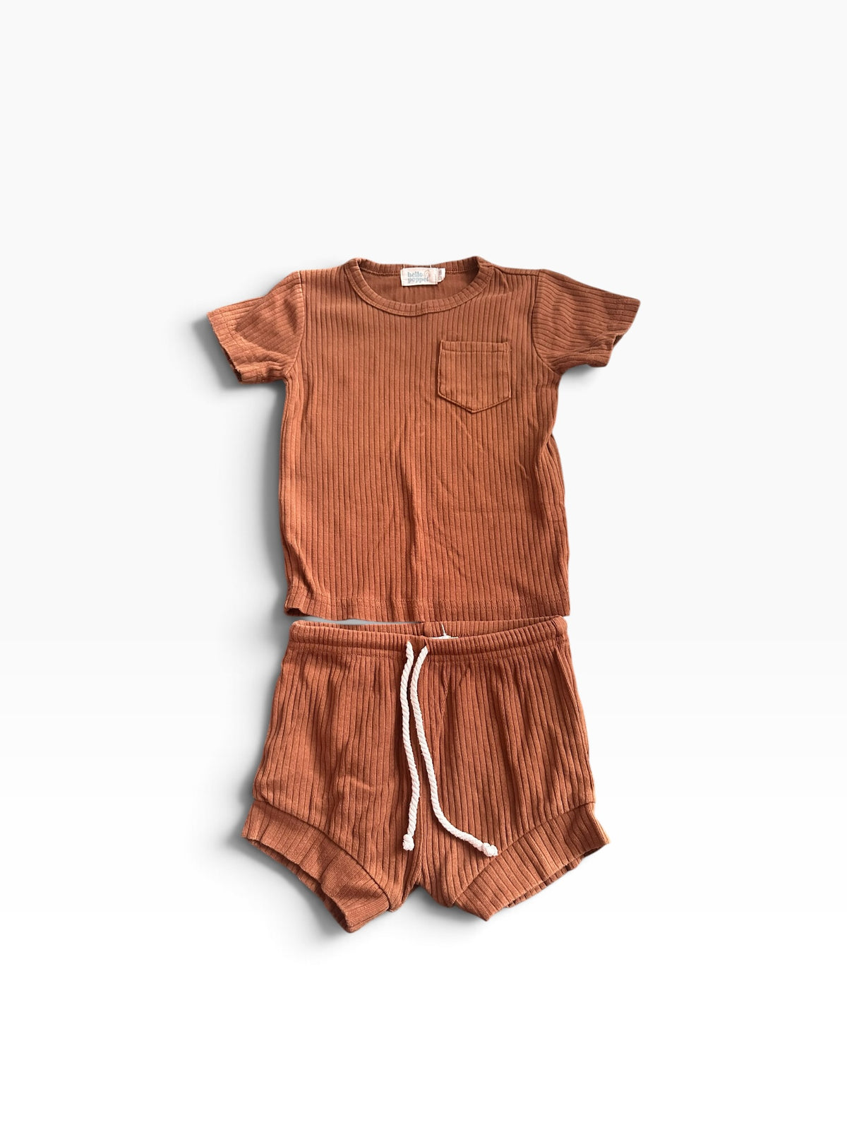 Hello Poppet Rust Ribbed Set - Size 12-18 Months