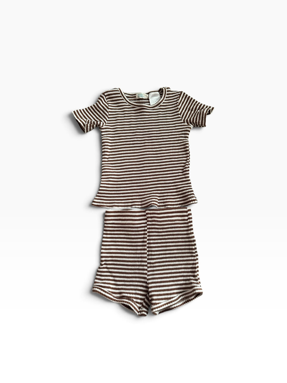 Hello Poppet Brown Stripe Ribbed Set - Size 12-18 Months