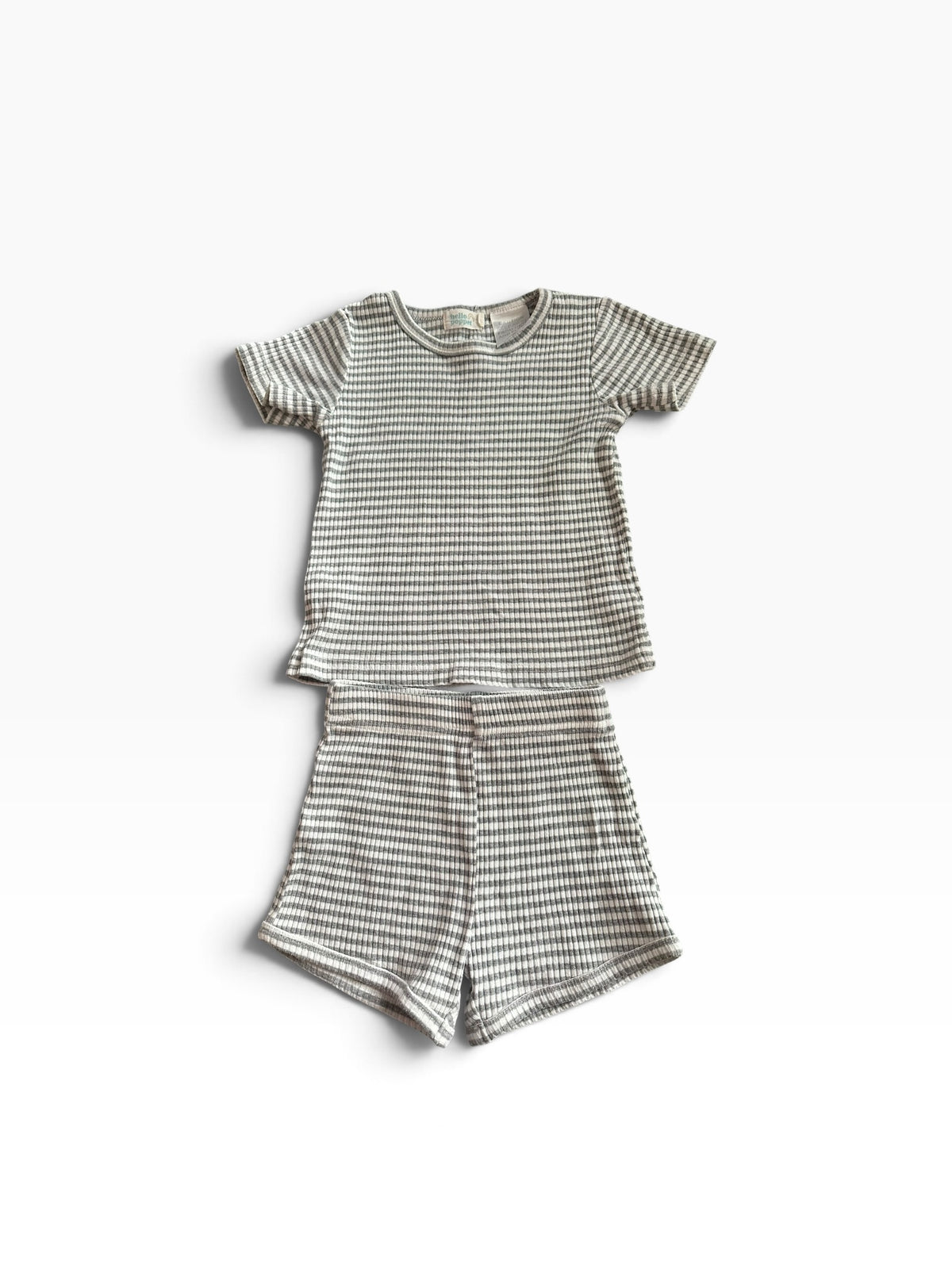 Hello Poppet Blue Strip Ribbed Set - Size 12-18 Months